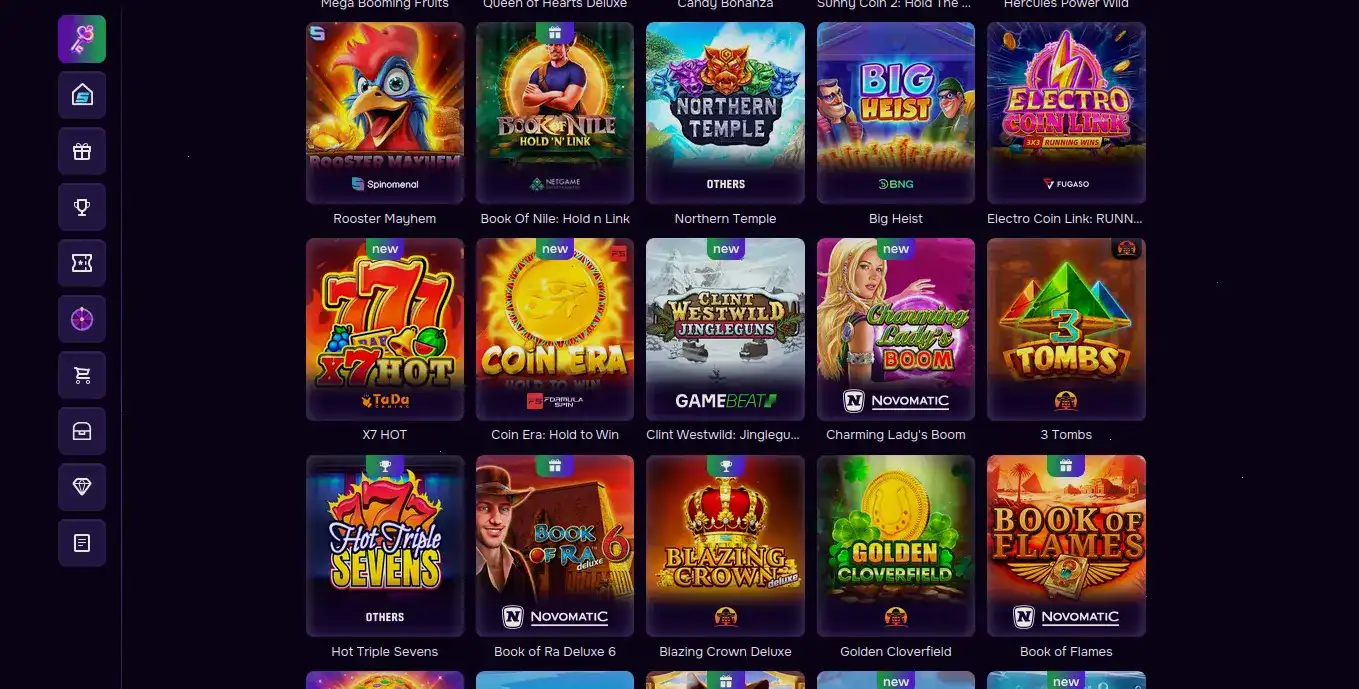 Интерфейс игрового зала Paradise casino на компьютере